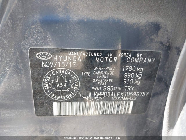 2018 Hyundai Elantra Gl მანქანა იყიდება აუქციონზე, vin: KMHD84LFXJU596757, აუქციონის ნომერი: 12608980