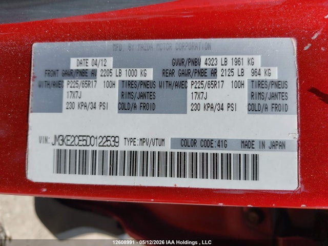 Продаж на аукціоні авто 2013 Mazda Cx-5 Touring, vin: JM3KE2CE5D0122539, номер лоту: 12608991