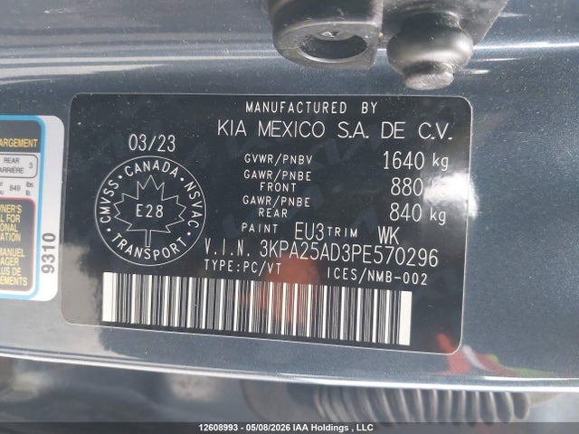 3KPA25AD3PE570296 KIA RIO S