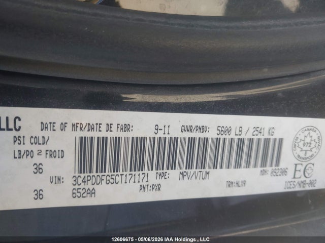 12606675 :رقم المزاد ، 3C4PDDFG5CT171171 vin ، 2012 Dodge Journey R/t مزاد بيع