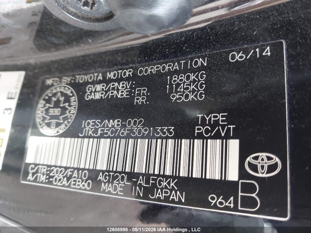 12608998 :رقم المزاد ، JTKJF5C76F3091333 vin ، 2015 Toyota Scion Tc مزاد بيع