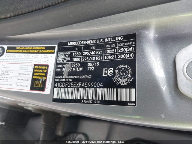 Aukcja sprzedaży 2015 Mercedes-benz Gl 350 Bluetec, vin: 4JGDF2EEXFA599004, numer aukcji: 12608999