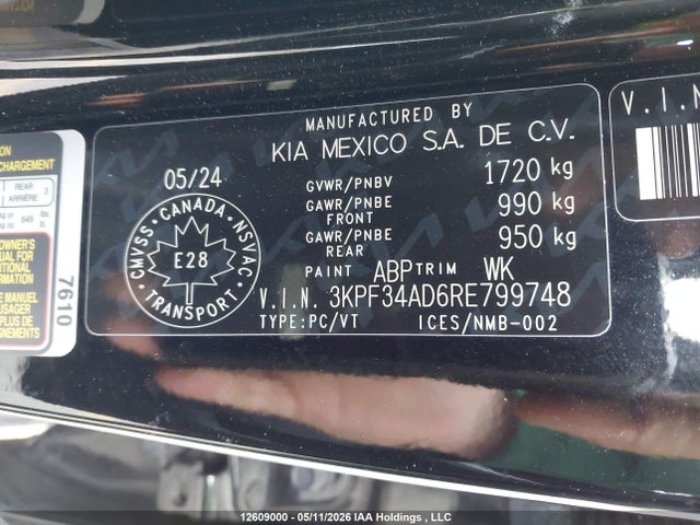 Aukcja sprzedaży 2024 Kia Forte, vin: 3KPF34AD6RE799748, numer aukcji: 12609000