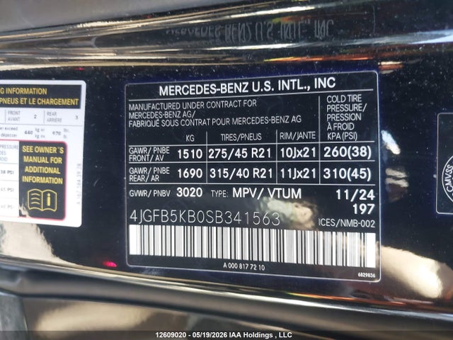 12609020 :رقم المزاد ، 4JGFB5KB0SB341563 vin ، 2025 Mercedes-benz Gle 450 4matic مزاد بيع