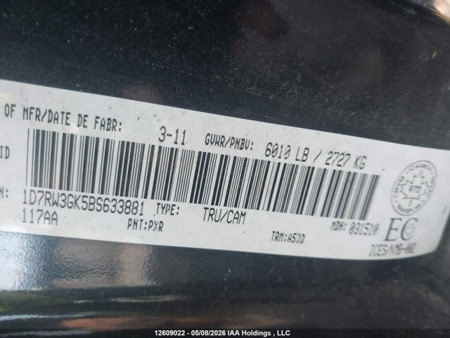 Продаж на аукціоні авто 2011 Ram Dakota Sxt, vin: 1D7RW3GK5BS633881, номер лоту: 12609022