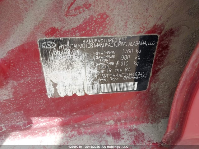 2014 Hyundai Elantra Gl მანქანა იყიდება აუქციონზე, vin: 5NPDH4AE2EH469404, აუქციონის ნომერი: 12609030