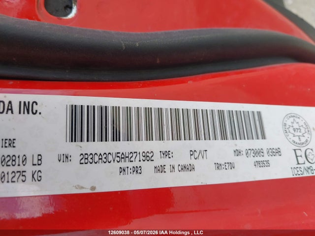 Продаж на аукціоні авто 2010 Dodge Charger Sxt, vin: 2B3CA3CV5AH271962, номер лоту: 12609038