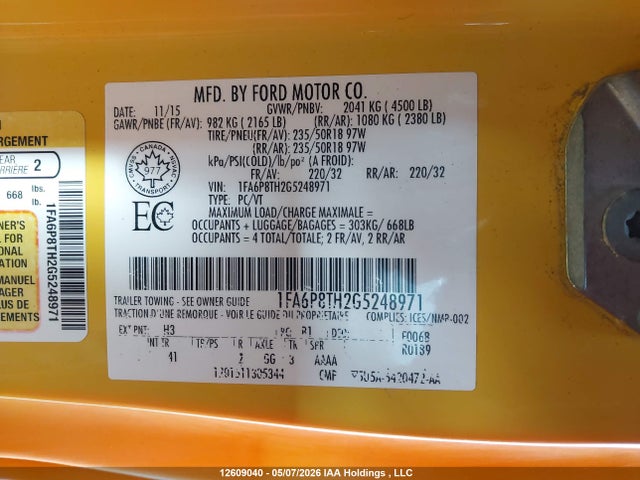Ford Mustang Ecoboost Premium 2016 1FA6P8TH2G5248971 Image 9