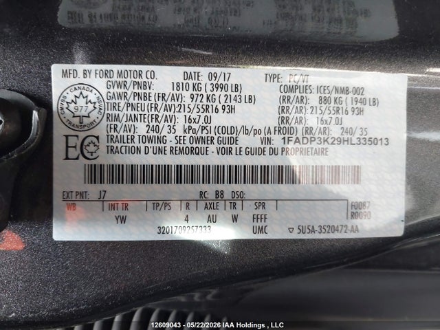 Ford FOCUS SE 2017 1FADP3K29HL335013 Image 9