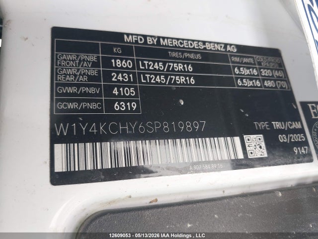 Продаж на аукціоні авто 2025 Mercedes-benz Sprinter 2500, vin: W1Y4KCHY6SP819897, номер лоту: 12609053