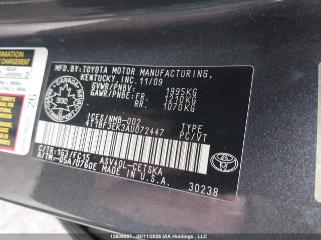 Aukcja sprzedaży 2010 Toyota Camry, vin: 4T1BF3EK3AU072447, numer aukcji: 12609057