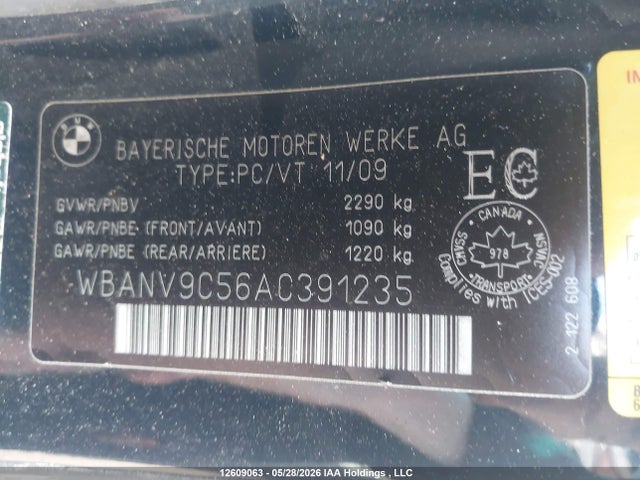 12609063 :رقم المزاد ، WBANV9C56AC391235 vin ، 2010 Bmw 535i Xdrive مزاد بيع