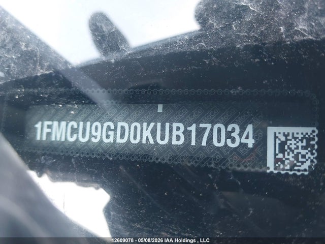 12609078 :رقم المزاد ، 1FMCU9GD0KUB17034 vin ، 2019 Ford Escape Se مزاد بيع