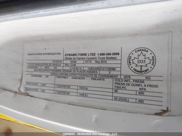 Aukcja sprzedaży 2012 Chevrolet Express Cutaway Standard, vin: 1GB3G4BG1C1155086, numer aukcji: 12609083