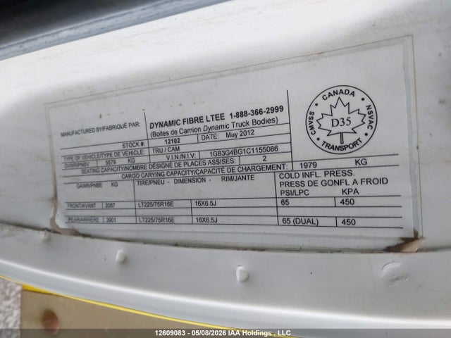 Aukcja sprzedaży 2012 Chevrolet Express Cutaway Standard, vin: 1GB3G4BG1C1155086, numer aukcji: 12609083