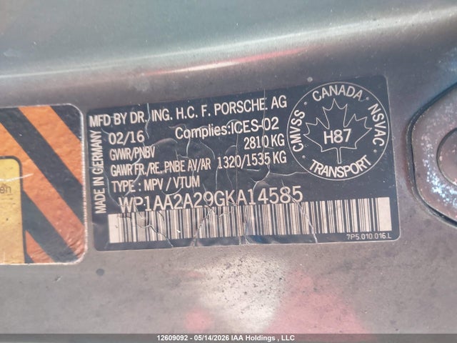WP1AA2A29GKA14585 Porsche Cayenne