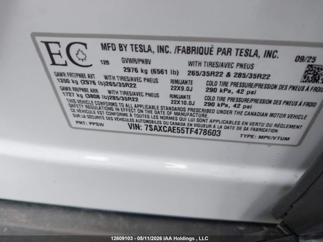 Tesla MODEL X 2026 7SAXCAE55TF478603 Image 9