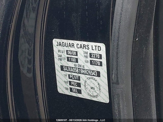 12609107 :رقم المزاد ، SAJXA05B19HR26543 vin ، 2009 Jaguar Xf Luxury مزاد بيع