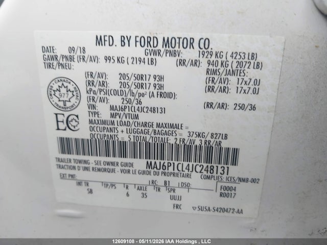 MAJ6P1CL4JC248131 Ford Ecosport Ses