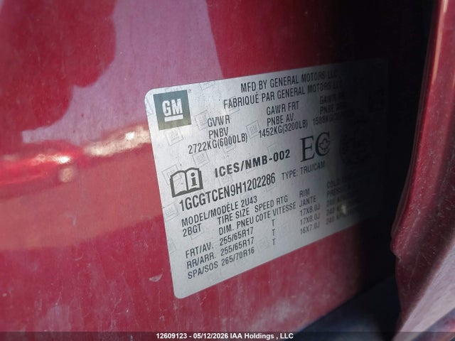 Продаж на аукціоні авто 2017 Chevrolet Colorado, vin: 1GCGTCEN9H1202286, номер лоту: 12609123