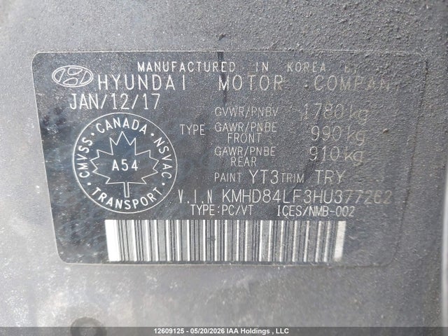 Продаж на аукціоні авто 2017 Hyundai Elantra Gl, vin: KMHD84LF3HU377262, номер лоту: 12609125