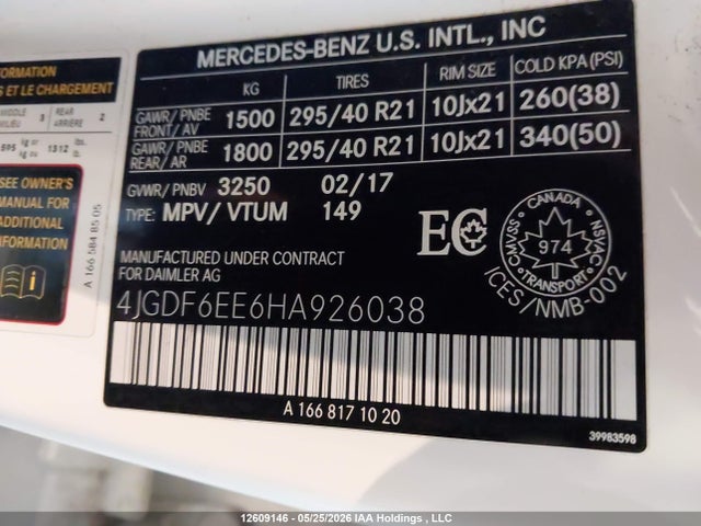 Продаж на аукціоні авто 2017 Mercedes-benz Gls 450 4matic, vin: 4JGDF6EE6HA926038, номер лоту: 12609146