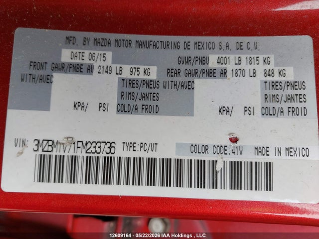 3MZBM1V71FM233736 Mazda 3 TOURING
