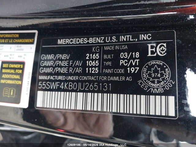 55SWF4KB0JU265131 Mercedes-Benz C 300 4matic