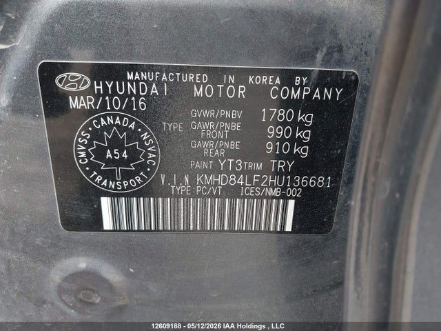 KMHD84LF2HU136681 Hyundai Elantra