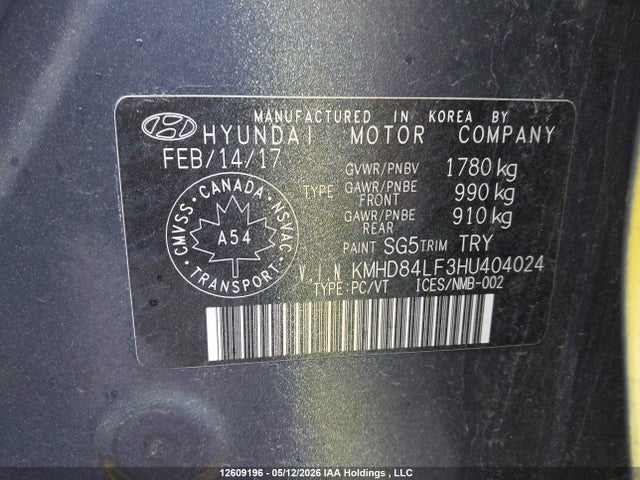 KMHD84LF3HU404024 Hyundai Elantra Gls