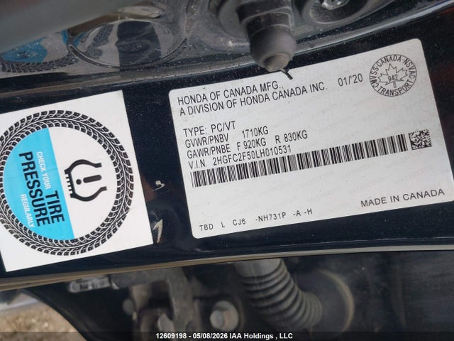 Продаж на аукціоні авто 2020 Honda Civic Lx, vin: 2HGFC2F50LH010531, номер лоту: 12609198