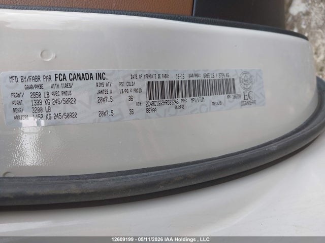 2C4RC1GG9HR599246 Chrysler Pacifica Limited