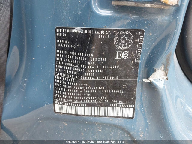 Aukcja sprzedaży 2025 Volkswagen Taos, vin: 3VV4C7B21SM060208, numer aukcji: 12609207