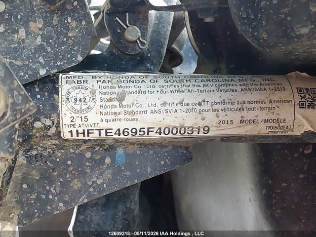 12609218 :رقم المزاد ، 1HFTE4695F4000319 vin ، 2015 Honda Trx500 Fa مزاد بيع
