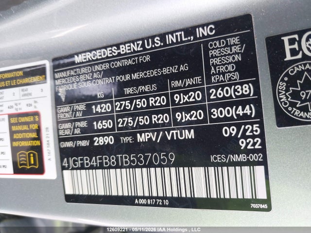 Продаж на аукціоні авто 2026 Mercedes-benz Gle 350 4matic, vin: 4JGFB4FB8TB537059, номер лоту: 12609221