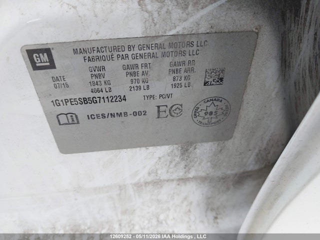1G1PE5SB5G7112234 Chevrolet Cruze Limited Lt