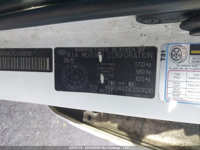 2012 Kia Forte 2.0l Ex მანქანა იყიდება აუქციონზე, vin: KNAFU4A25C5509530, აუქციონის ნომერი: 12573115