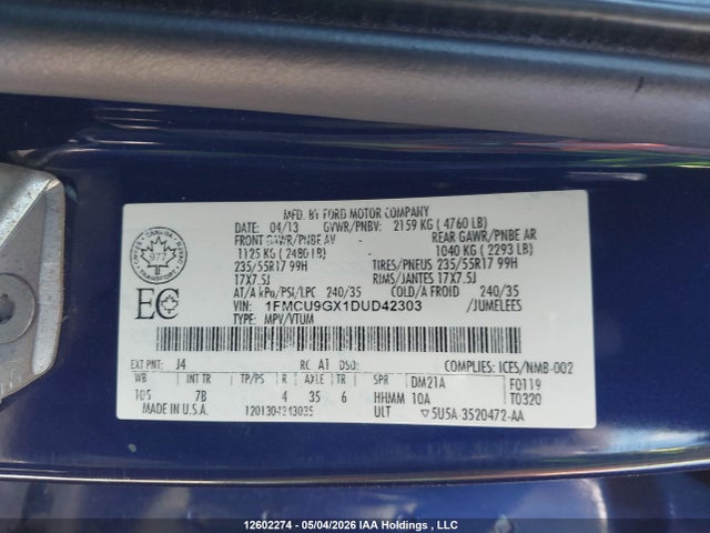Aukcja sprzedaży 2013 Ford Escape Se, vin: 1FMCU9GX1DUD42303, numer aukcji: 12602274