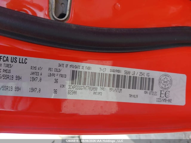 Продаж на аукціоні авто 2017 Dodge Journey Crossroad, vin: 3C4PDDGG7HT703090, номер лоту: 12605515