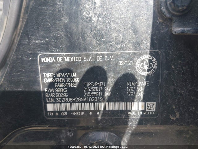 3CZRU6H29NM102819 Honda HR-V SPORT
