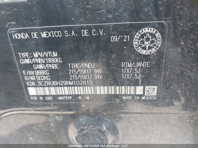 3CZRU6H29NM102819 Honda HR-V SPORT