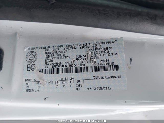 12609281 :رقم المزاد ، 1FDXE4FN7RDD15129 vin ، 2024 Ford Econoline E450 Super Duty Cutaway Van مزاد بيع