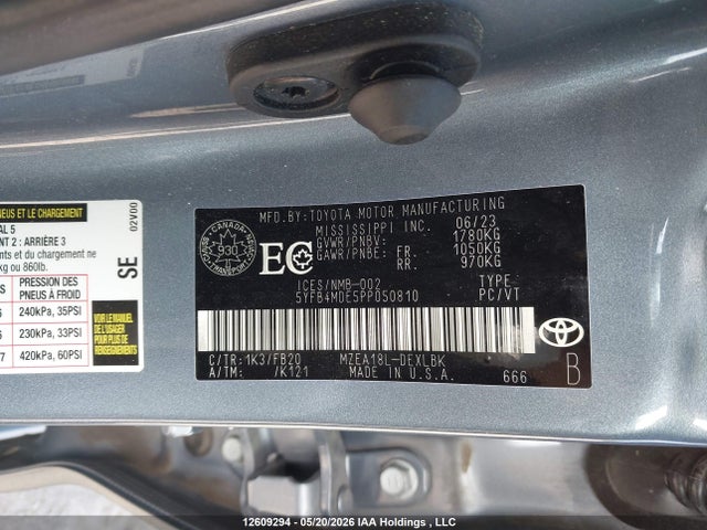 Toyota COROLLA LE 2023 5YFB4MDE5PP050810 Image 9