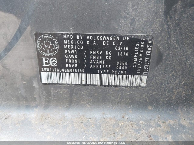 3VW117AU6GM055195 Volkswagen Golf 1.8 Tsi Comfortline/1.8 Tsi Highline/1.8 Tsi Trendline