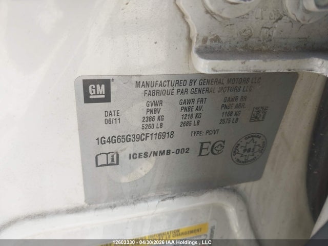 Auction sale of the 2012 Buick Lacrosse Convenience Group, vin: 1G4G65G39CF116918, lot number: 12603330