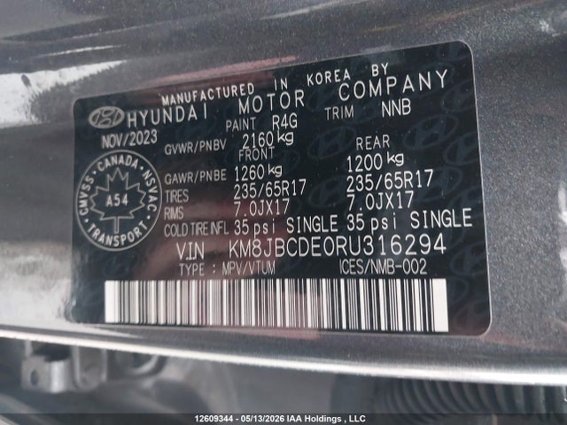 2024 Hyundai Tucson Sel მანქანა იყიდება აუქციონზე, vin: KM8JBCDE0RU316294, აუქციონის ნომერი: 12609344