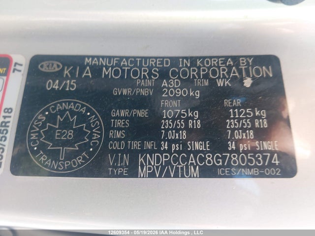 Aukcja sprzedaży 2016 Kia Sportage Ex/ex Luxury, vin: KNDPCCAC8G7805374, numer aukcji: 12609354
