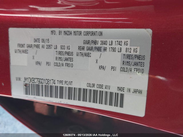 12609374 :رقم المزاد ، JM1DKBC79G0108174 vin ، 2016 Mazda Cx-3 Gs مزاد بيع