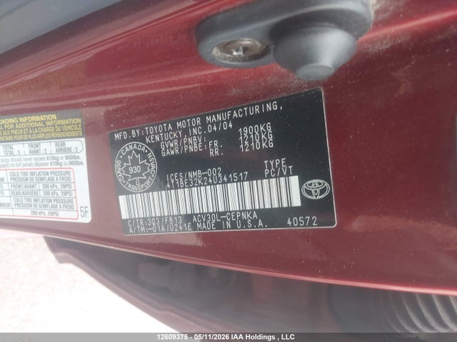 Продажа на аукционе авто 2004 Toyota Camry Le/se/xle, vin: 4T1BE32K24U341517, номер лота: 12609375