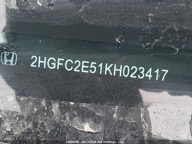 12609386 :رقم المزاد ، 2HGFC2E51KH023417 vin ، 2019 Honda Civic Lx مزاد بيع
